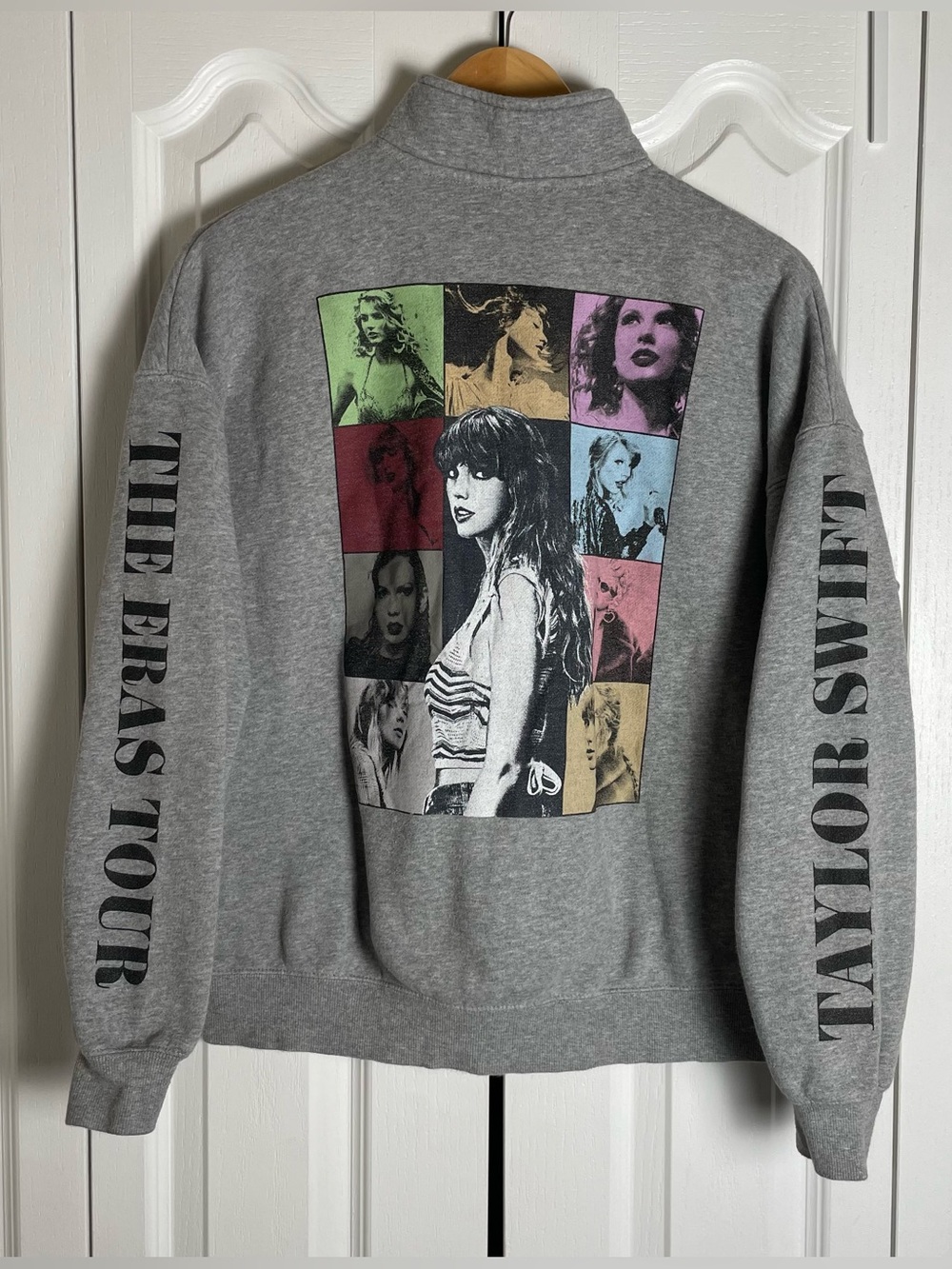 Taylor Swift Eras Tour Quarter Zip Sweater Womens S Gray Pullover Official Merch